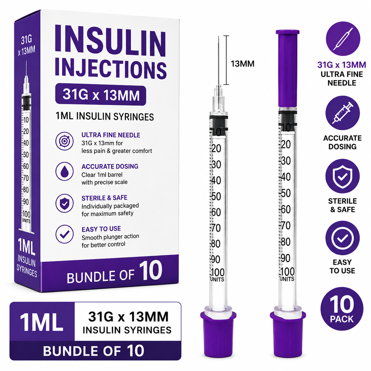 1ml Insulin Syringe 31g x 13mm