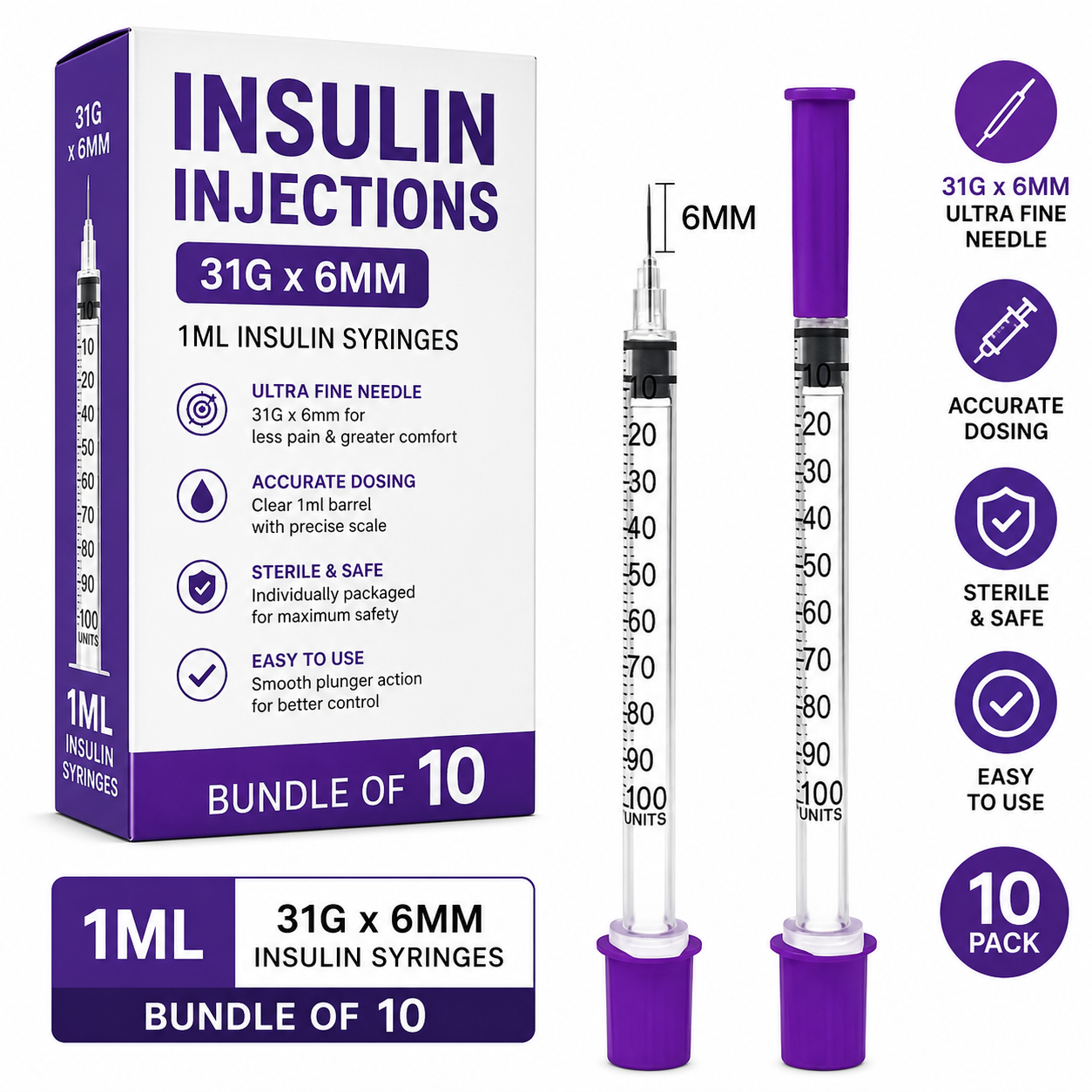 1ml Insulin Syringe 31g x 6mm